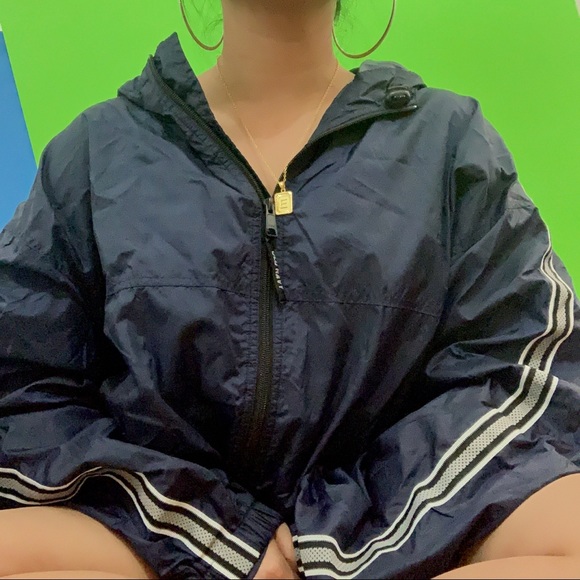 Jackets & Blazers - chunky navy blue windbreaker jacket ✧